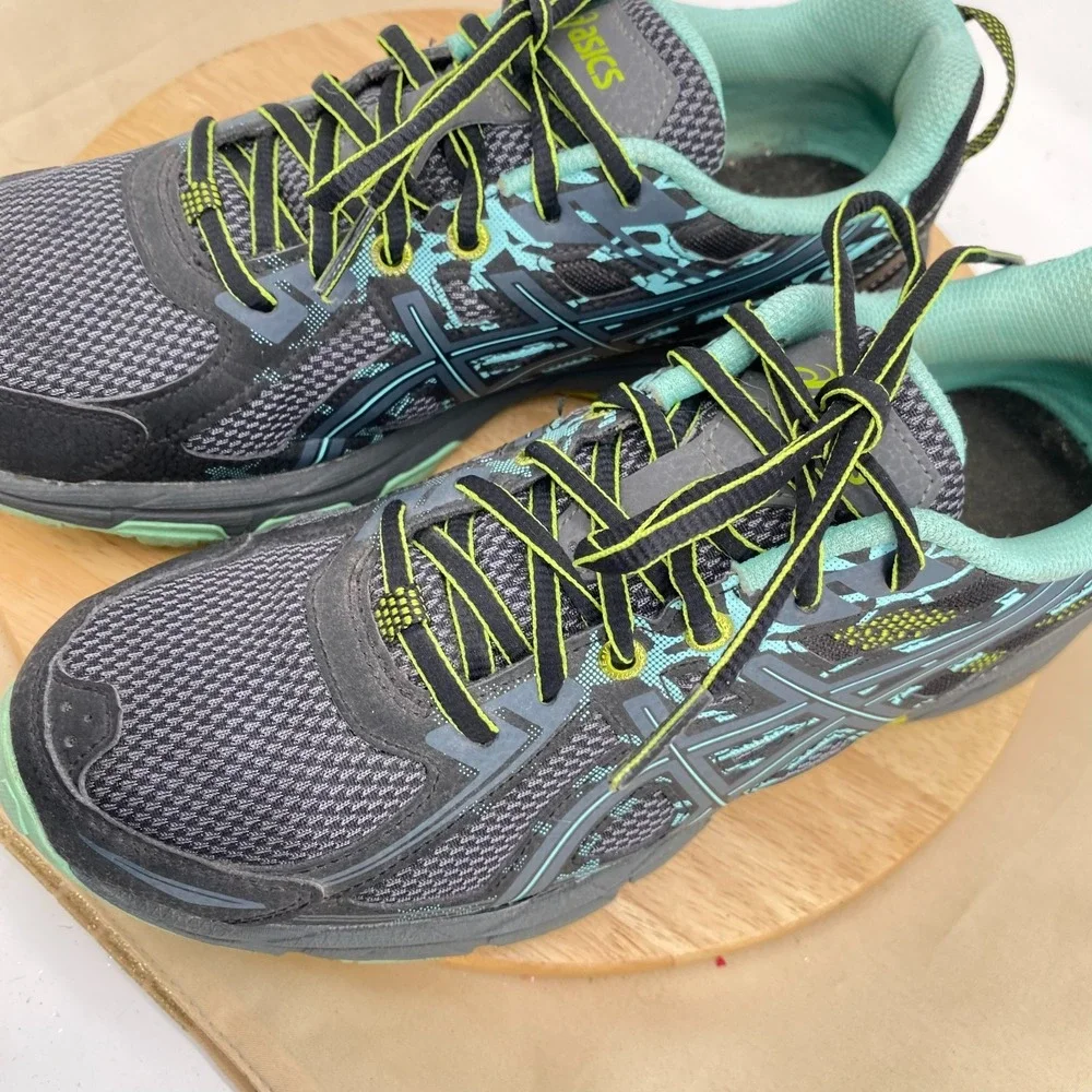 Asics Womens Gel Venture 6 T7G6N Black Teal Road Running Shoes Size 9.5
